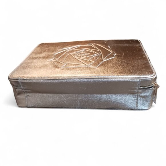 Lancôme Gold Train Case Makeup Bag – Rose Detail – Carrying Handle – Never Used - Picture 5 of 14